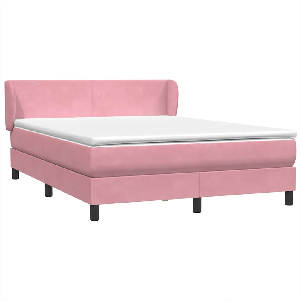 vidaXL Box spring postelja z vzmetnico roza 140x210 cm žamet