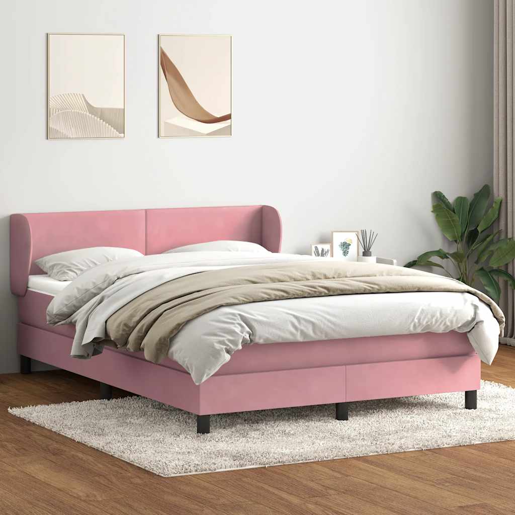 vidaXL Boxspring met matras fluweel roze 140x210 cm, foto 2