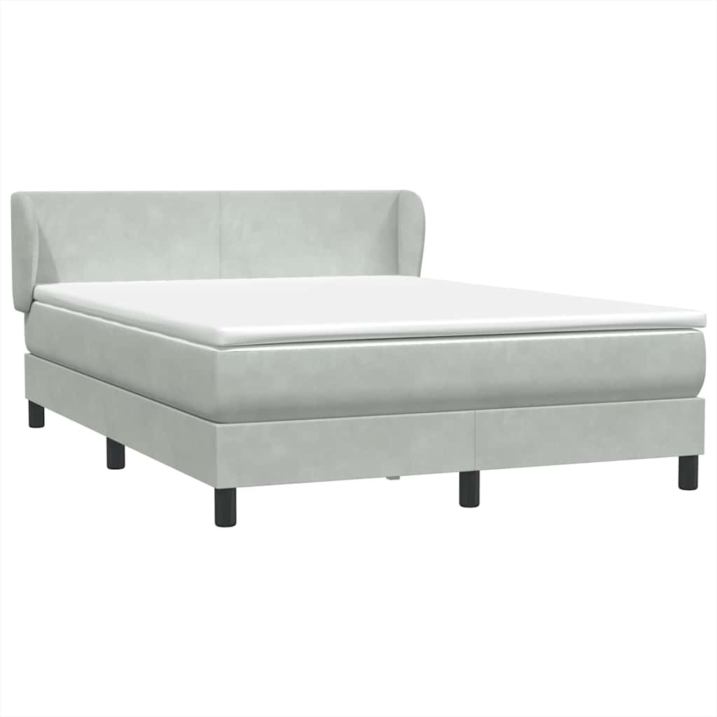 vidaXL Boxspring met matras fluweel lichtgrijs 160x210 cm grijs, foto 3