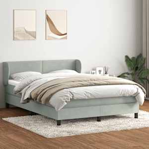 vidaXL Sommier &agrave; lattes de lit et matelas gris clair 160x210cm velours