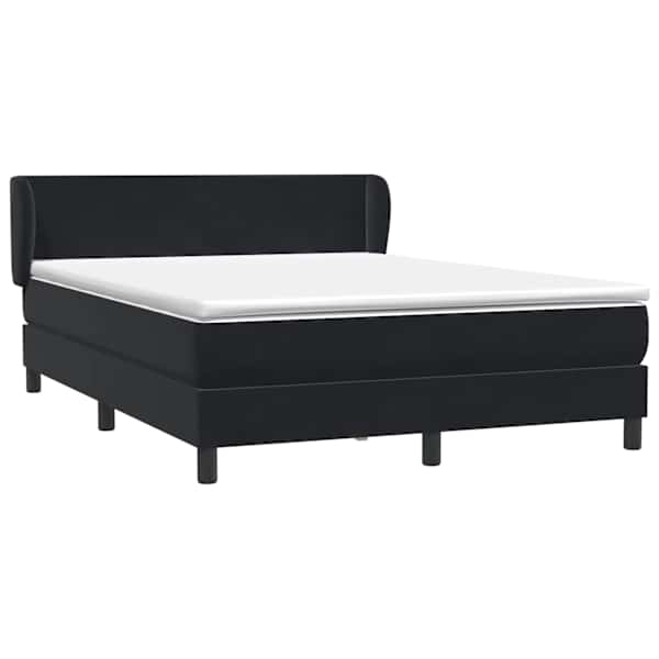 vidaXL kontinentaalvoodi madratsiga, must, 160x210 cm, samet