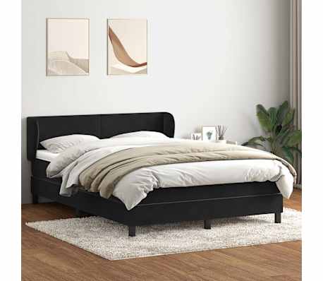 vidaXL Rams&auml;ng med madrass svart 160x210 cm sammet