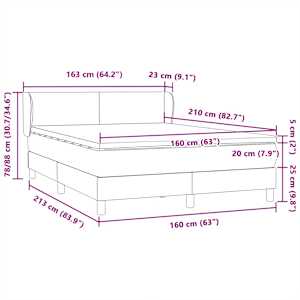 Box spring postel s matrací černá 160x210 cm samet - obrázek 12