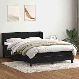 vidaXL Rams&auml;ng med madrass svart 160x210 cm sammet
