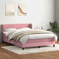 vidaXL Boxspringbett mit Matratze Rosa 160x210 cm Samt