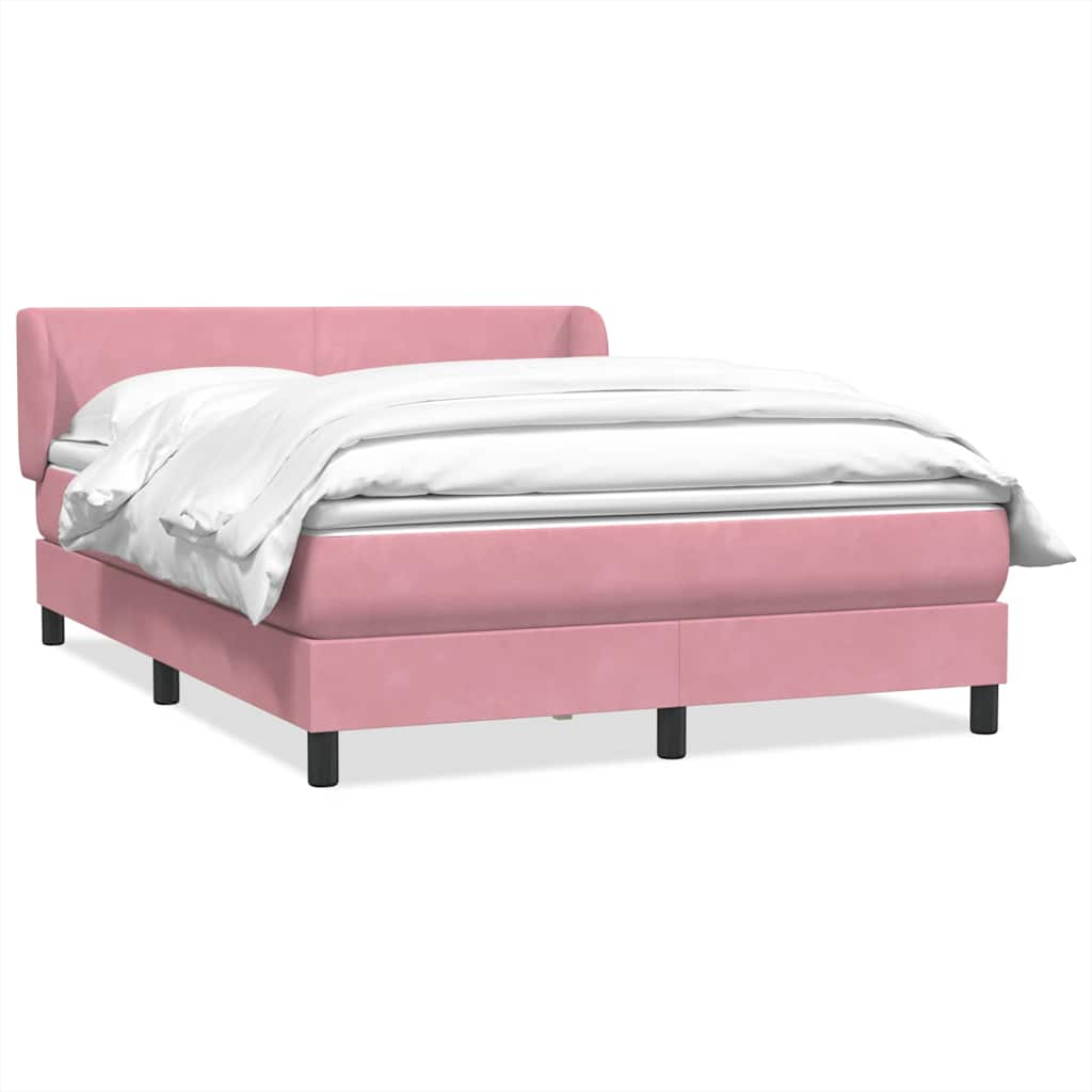 vidaXL Boxspringbett mit Matratze Rosa 160x210 cm Samt