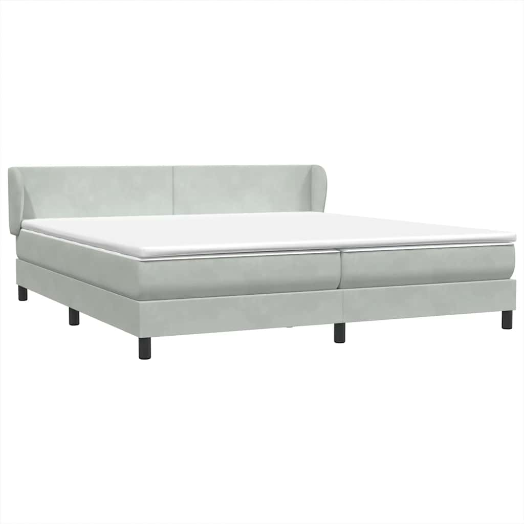 vidaXL Box Spring postelja z vzmetnicami svetlo siva 180x210 cm žamet