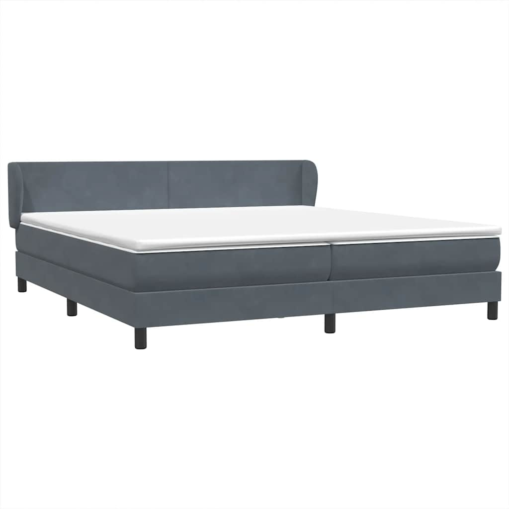 vidaXL Box Spring postelja z vzmetnicami Temno siva 180x210 cm žamet