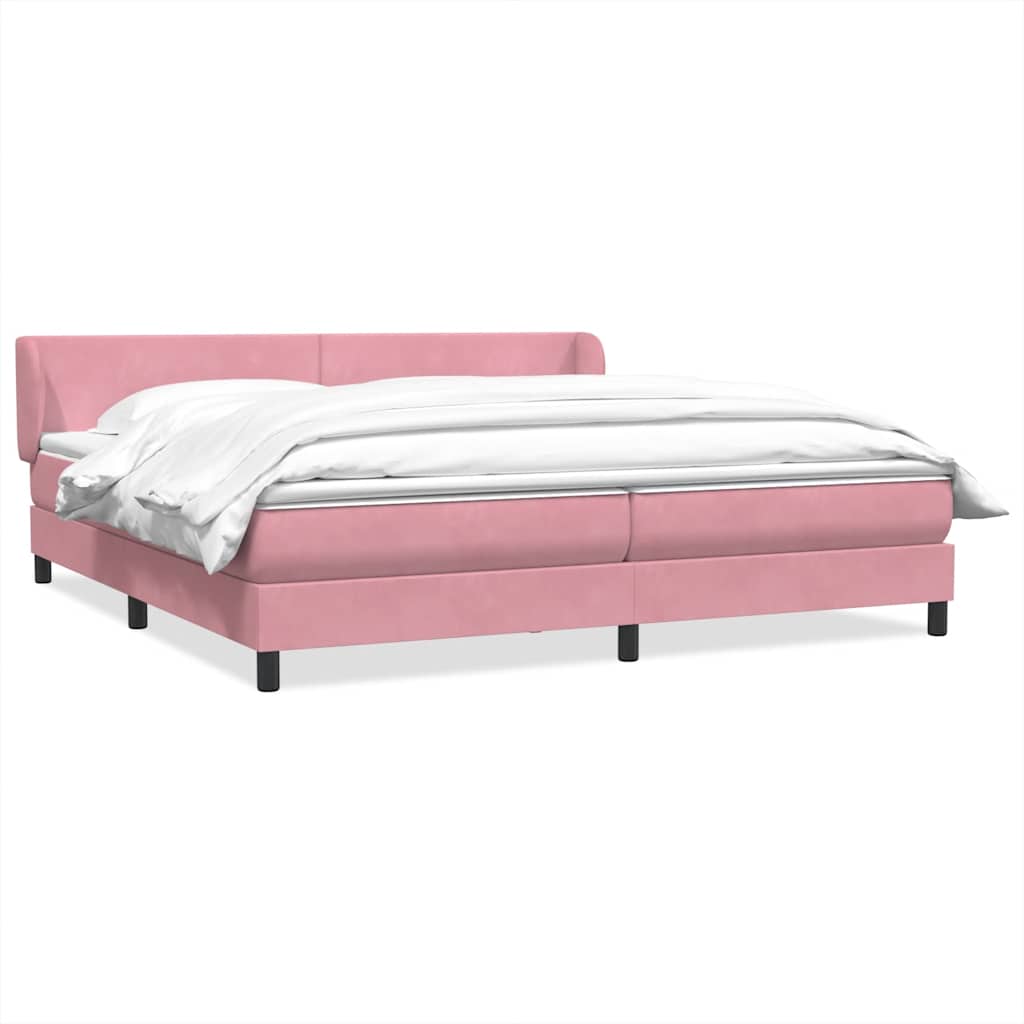 vidaXL Boxspringbett mit Matratzen Rosa 180x210 cm Samt