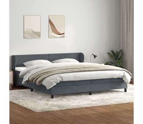 vidaXL Sommier &agrave; lattes de lit et matelas gris fonc&eacute; 200x210cm velours