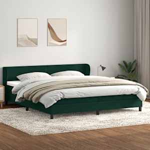 Box spring postel s matracemi tmavě zelená 200x210 cm samet - obrázek 3