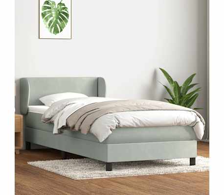 vidaXL Sommier &agrave; lattes de lit et matelas gris clair 80x220 cm velours