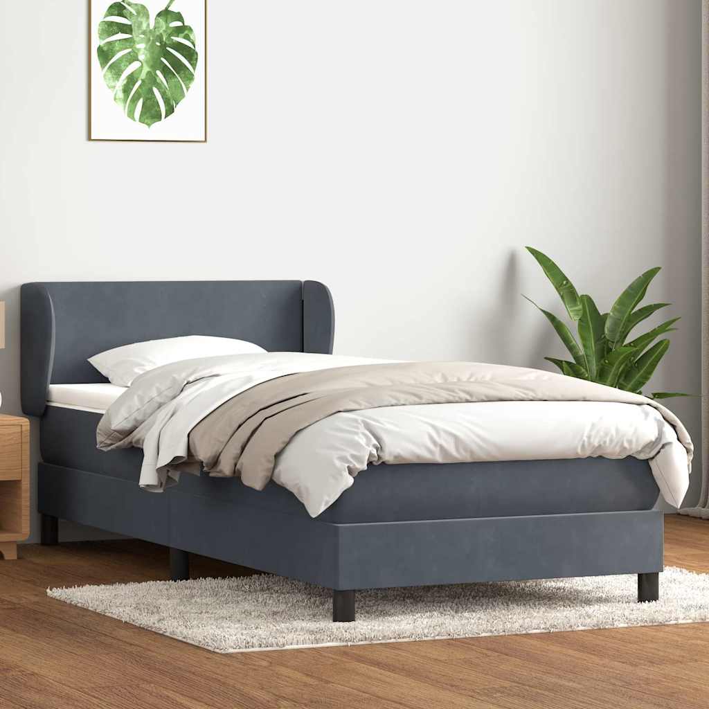 Thumbnail - vidaXL Boxspringbett mit Matratze Dunkelgrau 80x220 cm Samt