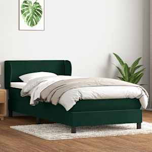 Box spring postel s matrací tmavě zelená 80x220 cm samet - obrázek 3