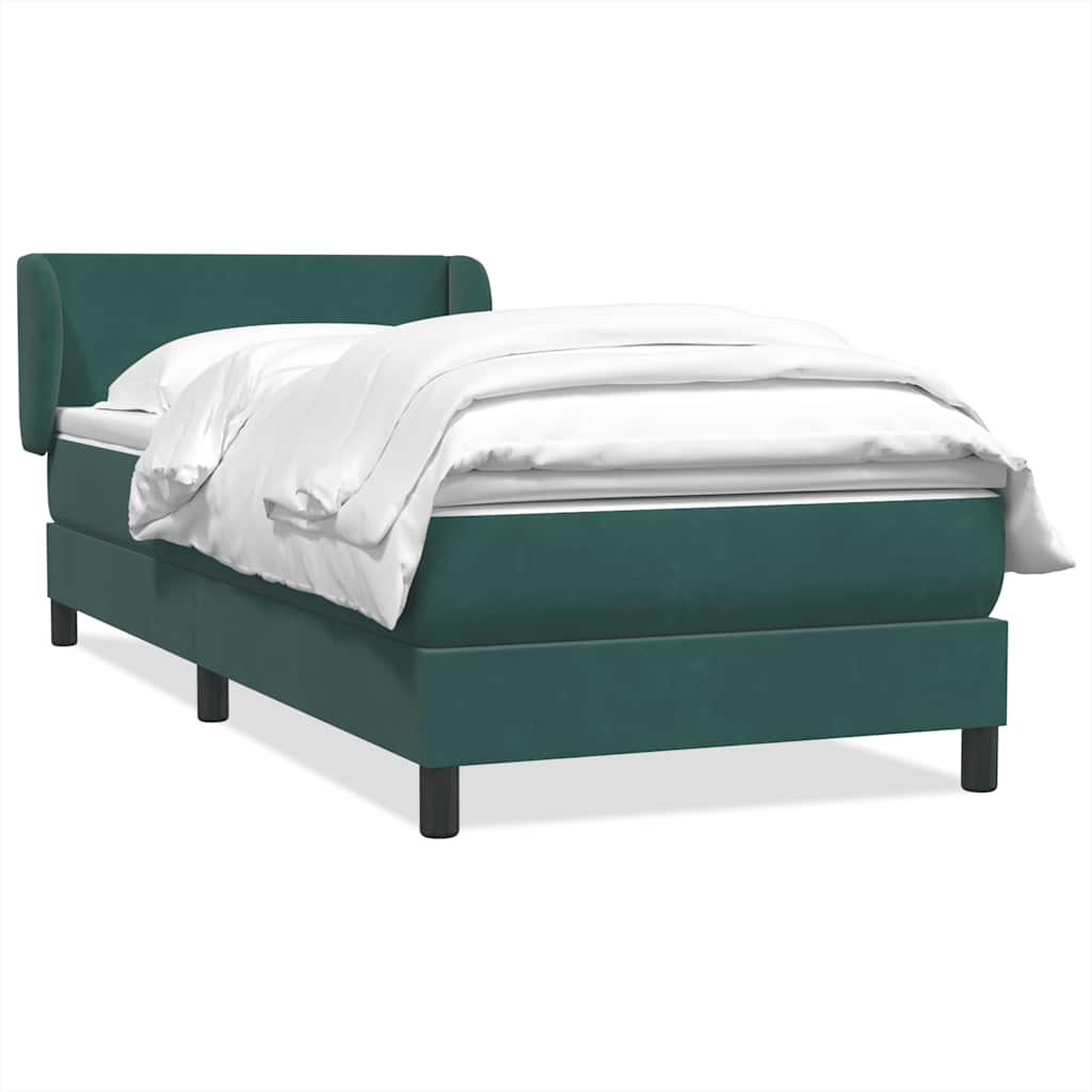 vidaXL Pat box spring cu saltea, verde închis, 80x220 cm, catifea