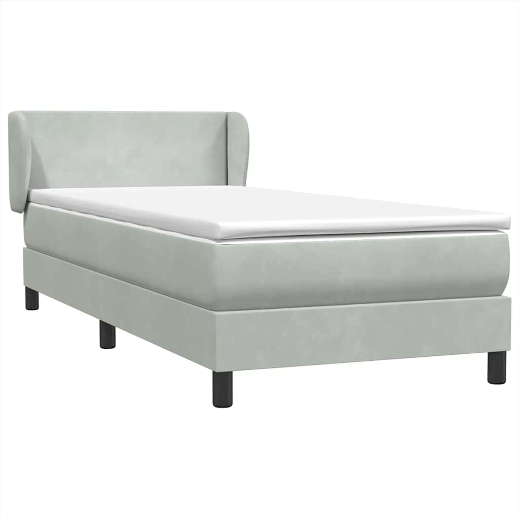 vidaXL Box Spring Postel s matrací Světle šedá 90x220 cm Samet