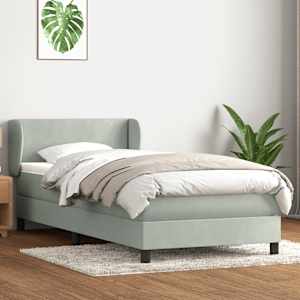 Box Spring Postel s matrací Světle šedá 90x220 cm Samet - obrázek 3