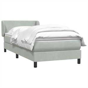 Box Spring Postel s matrací Světle šedá 90x220 cm Samet - obrázek 4