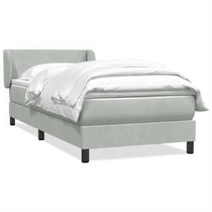 Box Spring Postel s matrací Světle šedá 90x220 cm Samet - obrázek 1