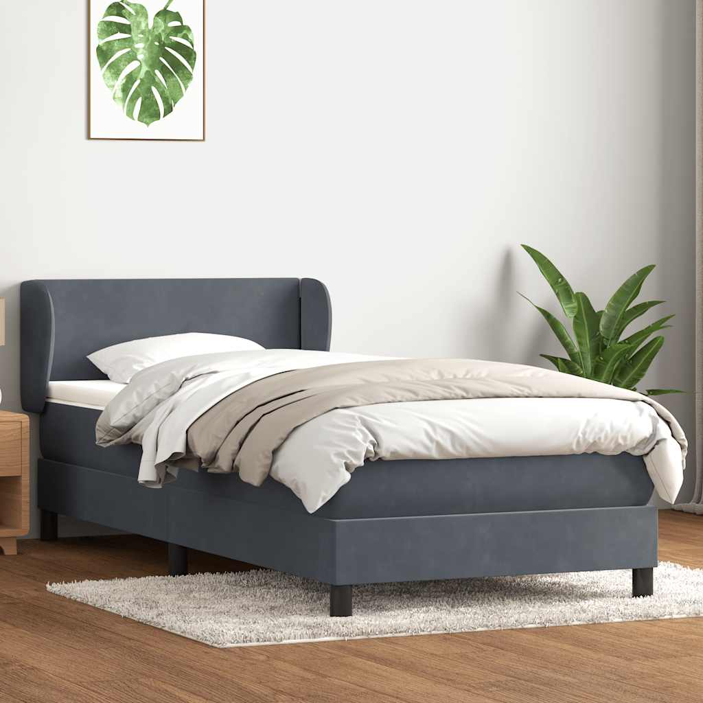 Thumbnail - vidaXL Boxspringbett mit Matratze Dunkelgrau 90x220 cm Samt