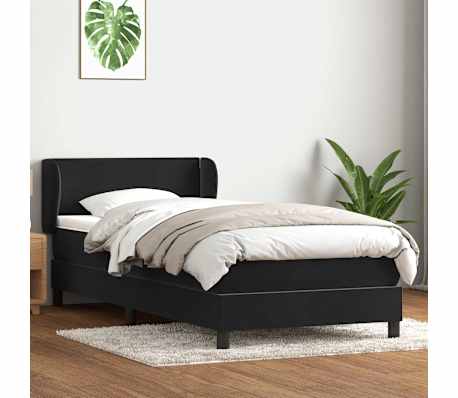 vidaXL Sommier &agrave; lattes de lit avec matelas noir 100x220 cm velours