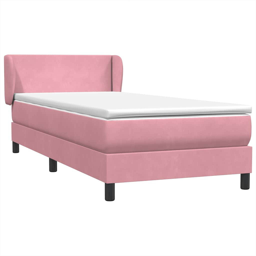 vidaXL Box Spring postelja z vzmetnico Pink 100x220 cm Velvet