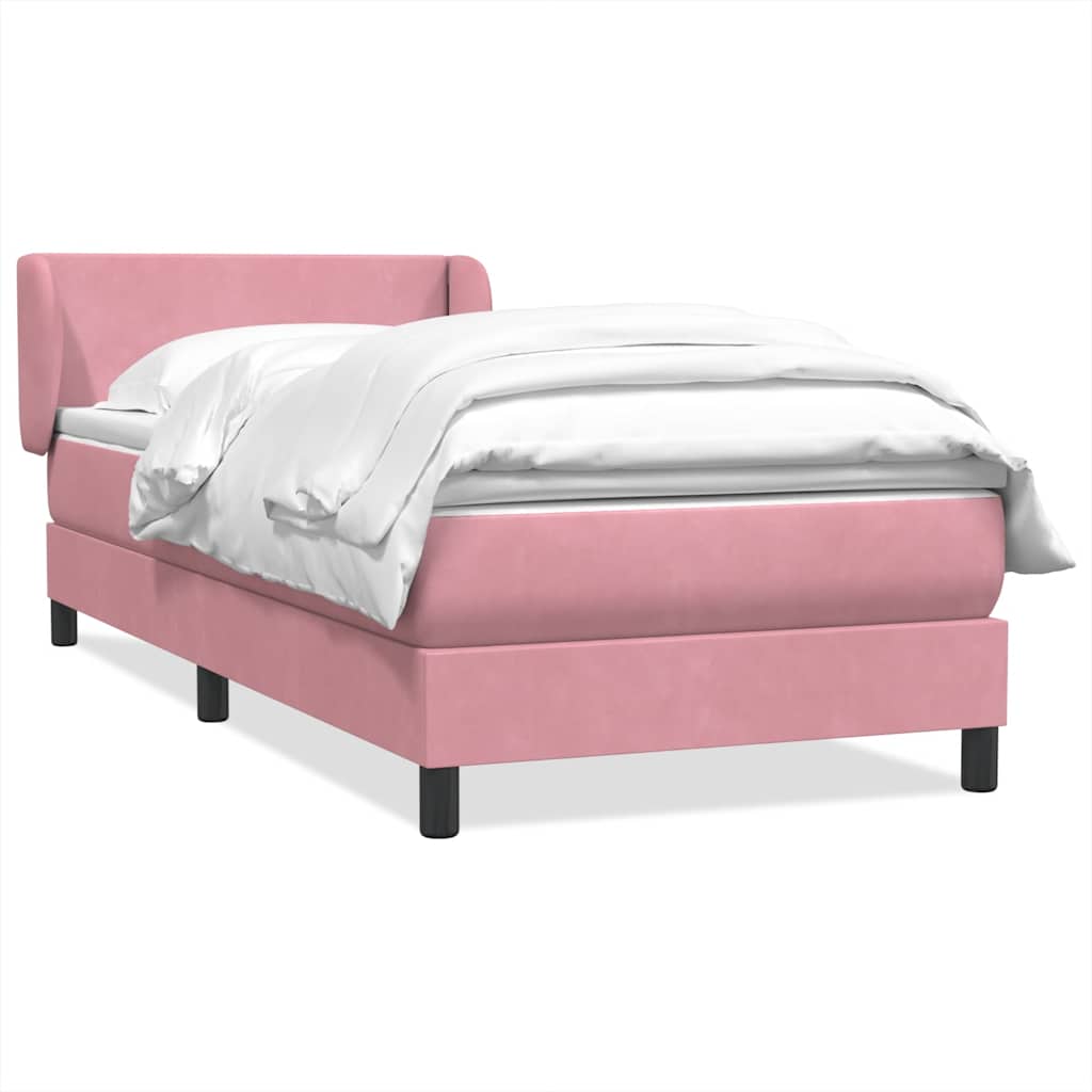 vidaXL Boxspringbett mit Matratze Rosa 100x220 cm Samt