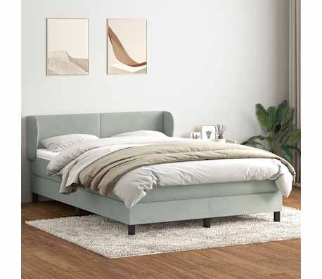 vidaXL Sommier &agrave; lattes de lit et matelas gris clair 140x220cm velours