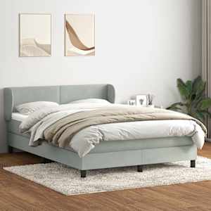 vidaXL Sommier &agrave; lattes de lit et matelas gris clair 140x220cm velours