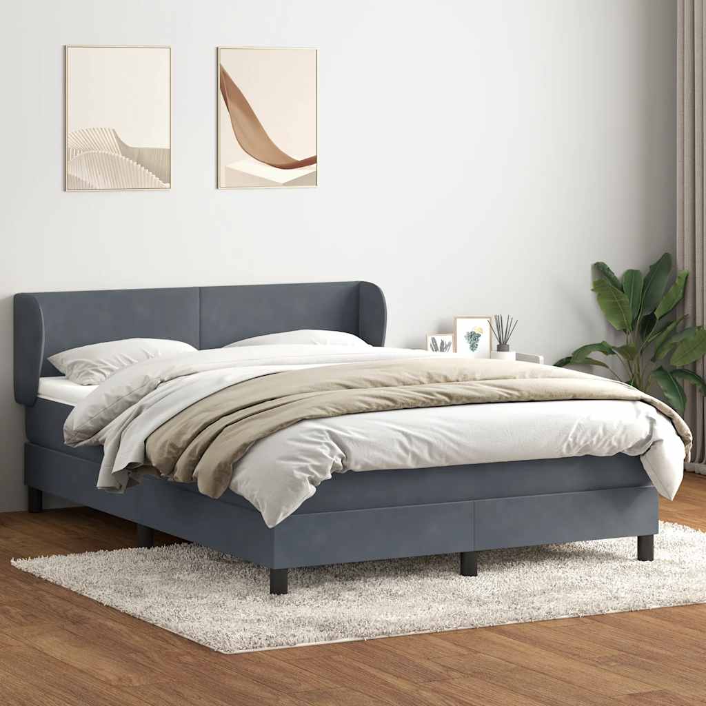 Thumbnail - vidaXL Boxspringbett mit Matratze Dunkelgrau 140x220 cm Samt
