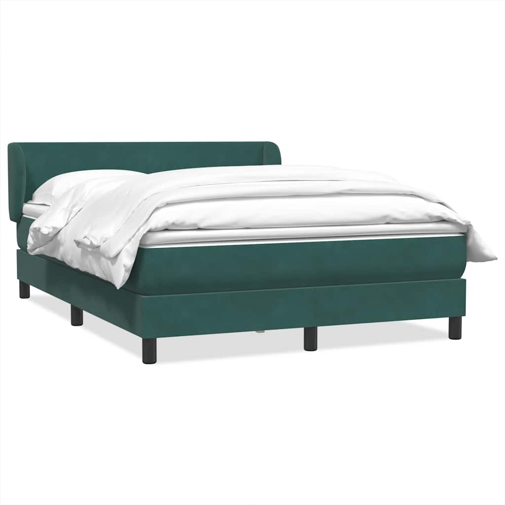 vidaXL Pat box spring cu saltea, verde închis, 140x220 cm, catifea