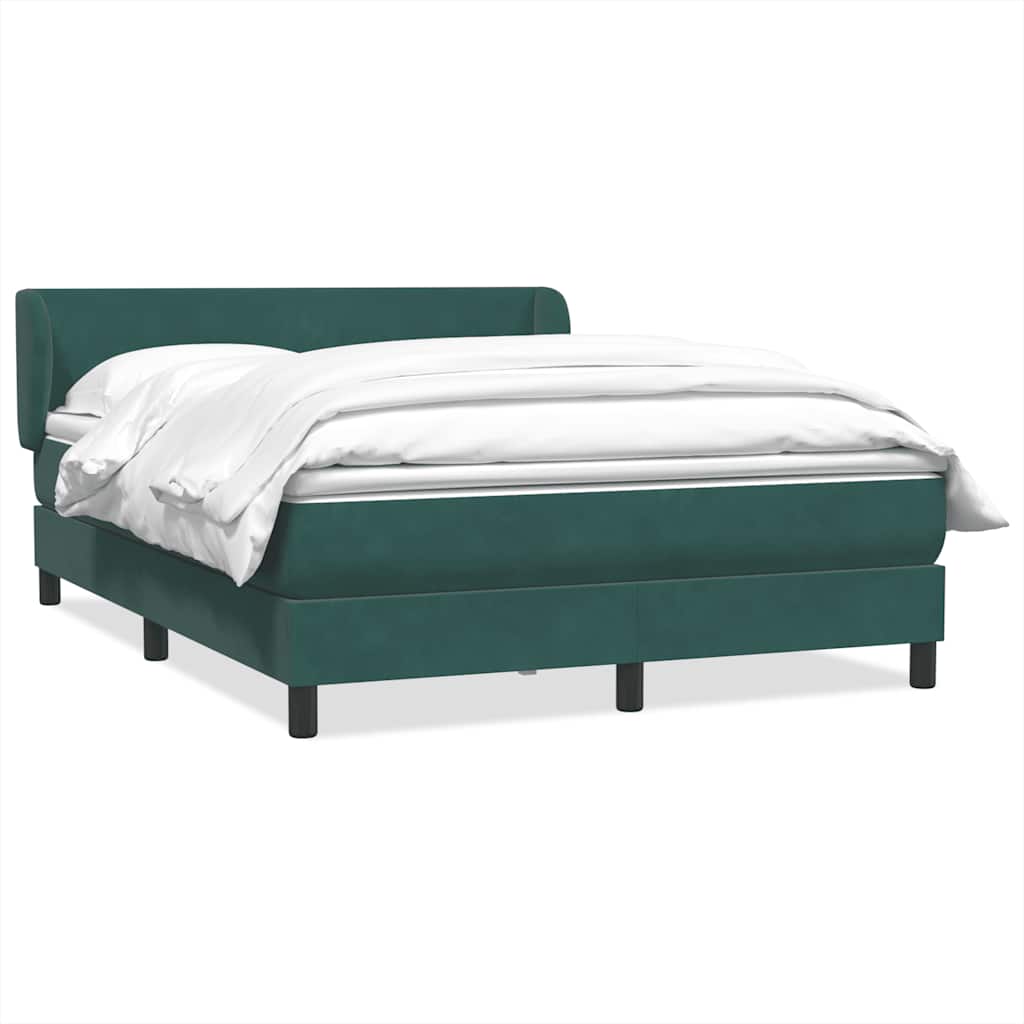 vidaXL Boxspringbett mit Matratze Dunkelgrün 140x220 cm Samt