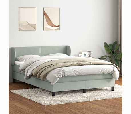 vidaXL Sommier &agrave; lattes de lit et matelas gris clair 160x220cm velours