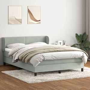 vidaXL Sommier &agrave; lattes de lit et matelas gris clair 160x220cm velours