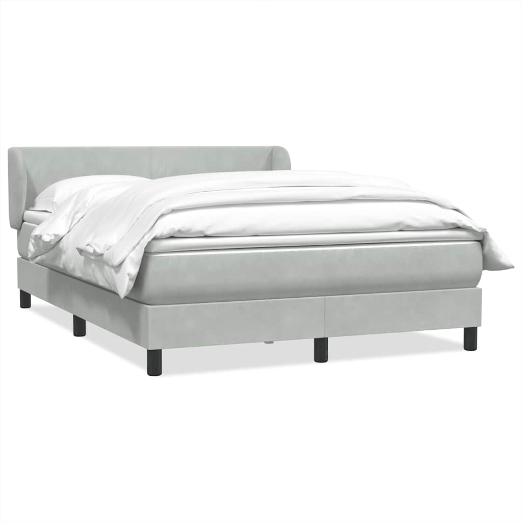 vidaXL Boxspringbett mit Matratze Hellgrau 160x220 cm Samt