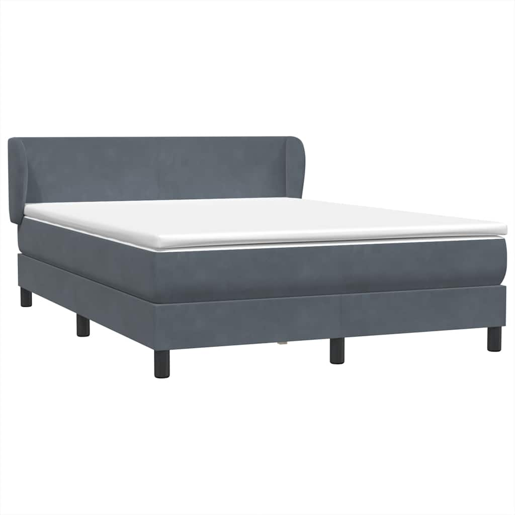 vidaXL Box spring postelja z vzmetnico temno siva 160x220 cm žamet