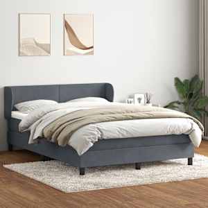 vidaXL Sommier &agrave; lattes de lit et matelas gris fonc&eacute; 160x220cm velours