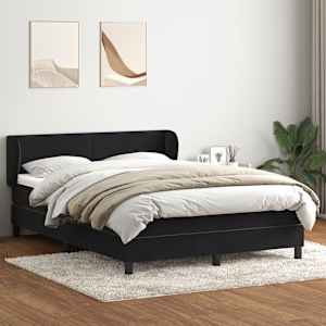 vidaXL Ł&oacute;żko typu Box Spring z materacem Czarny 160x220 cm Aksamit