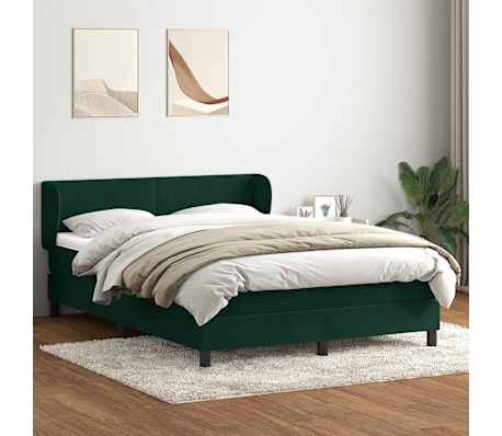 vidaXL Sommier &agrave; lattes de lit et matelas vert fonc&eacute; 160x220cm velours