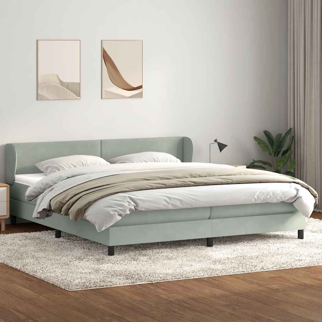 Thumbnail - vidaXL Boxspringbett mit Matratzen Hellgrau 180x220 cm Samt