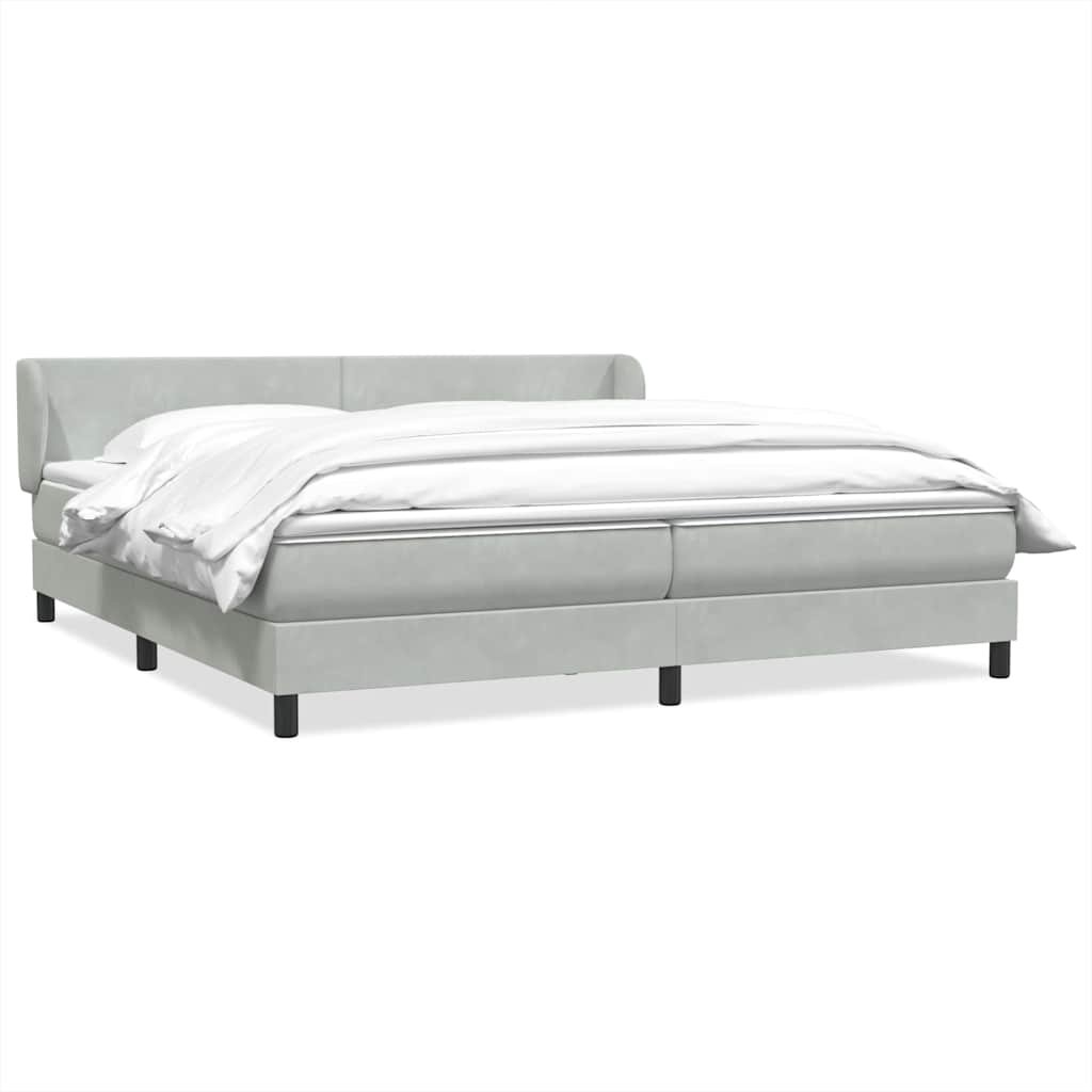 vidaXL Boxspringbett mit Matratzen Hellgrau 180x220 cm Samt