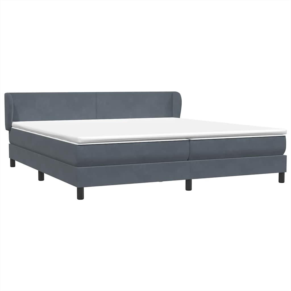 vidaXL Boxspring postelja z vzmetnicami temno siva 180x220 cm žamet