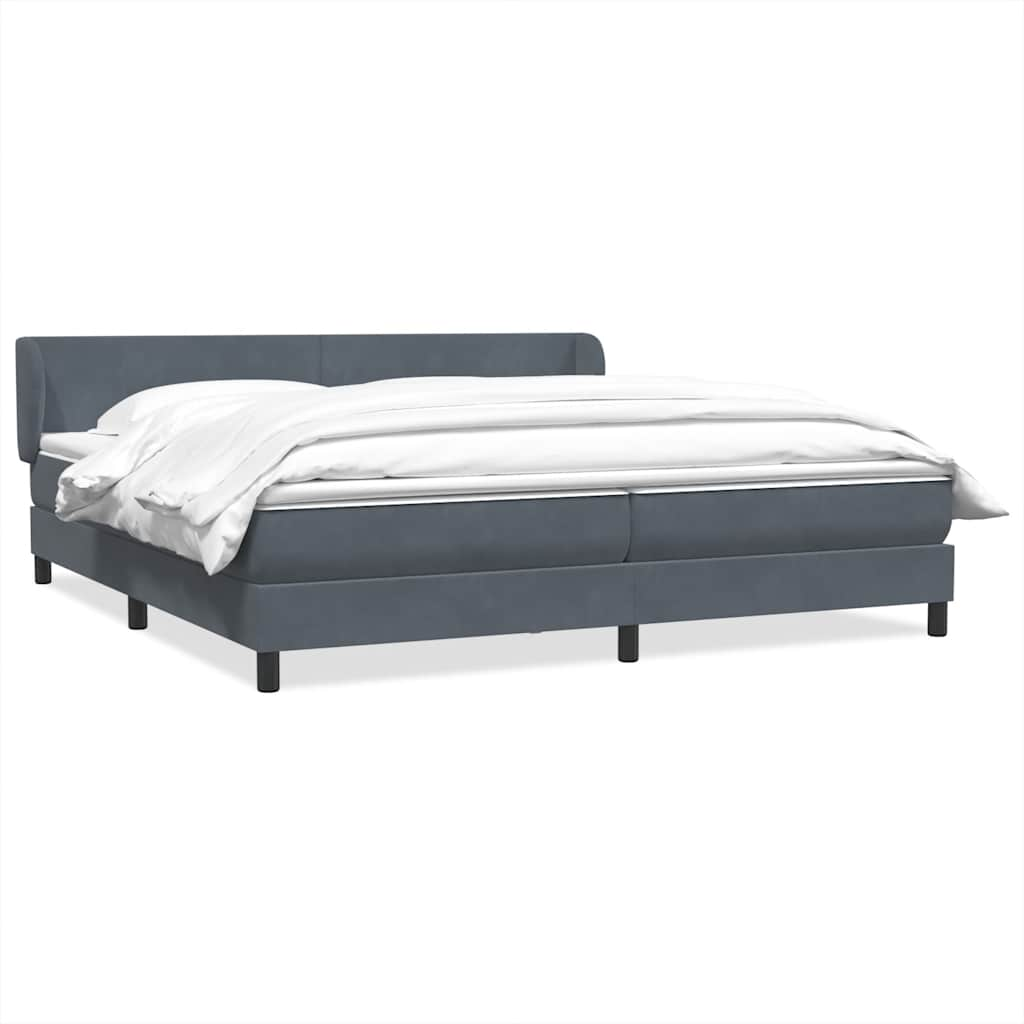 vidaXL Boxspringbett mit Matratzen Dunkelgrau 180x220 cm Samt