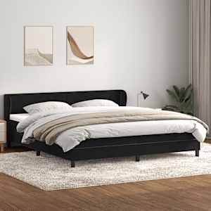 vidaXL Sommier &agrave; lattes de lit avec matelas noir 180x220 cm velours