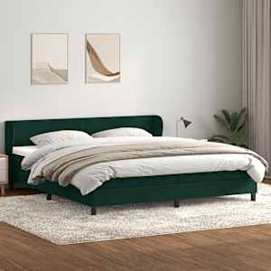 Postel Box Spring s matracemi tmavě zelená 180x220 cm samet - obrázek 3