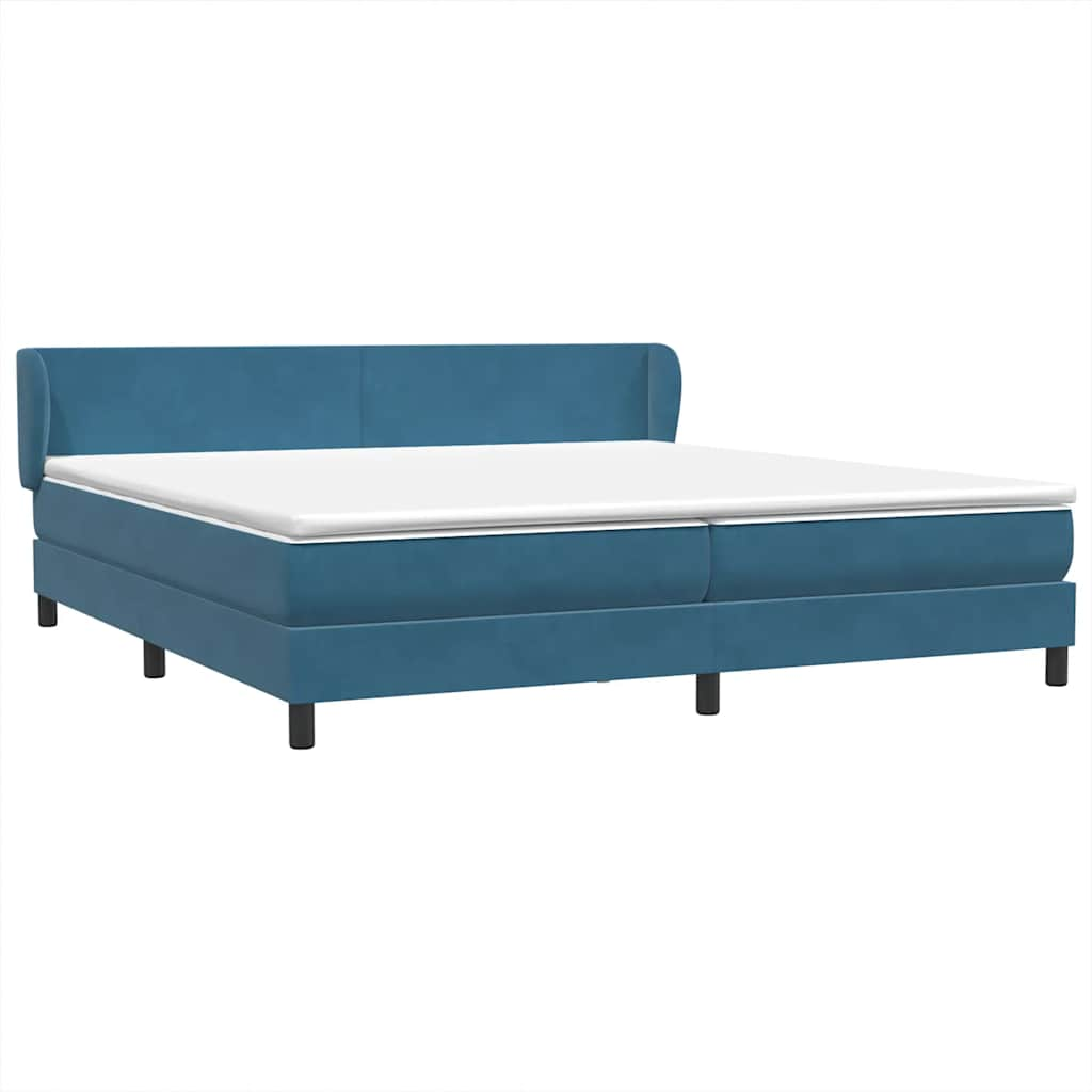 vidaXL Boxspring postelja z vzmetnicami temno modra 180x220 cm žamet