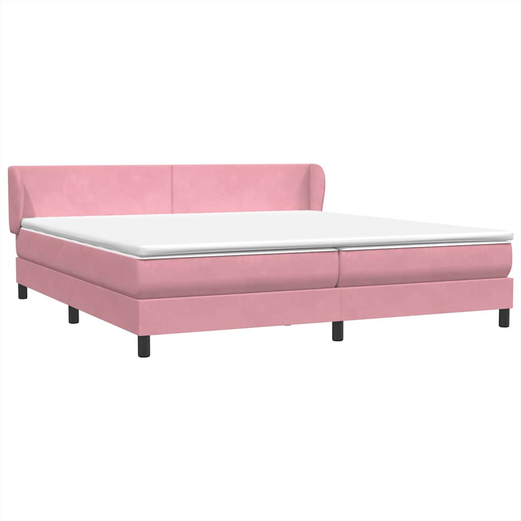 vidaXL Boxspring postelja z vzmetnicami roza 180x220 cm žamet