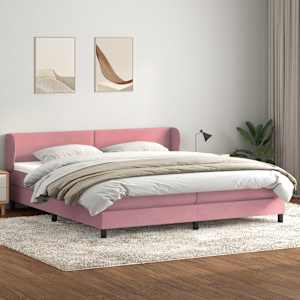 vidaXL Sommier &agrave; lattes de lit avec matelas rose 180x220 cm velours