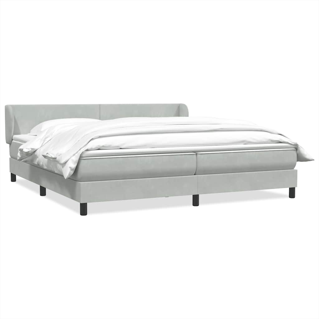 vidaXL Boxspringbett mit Matratzen Hellgrau 200x220 cm Samt