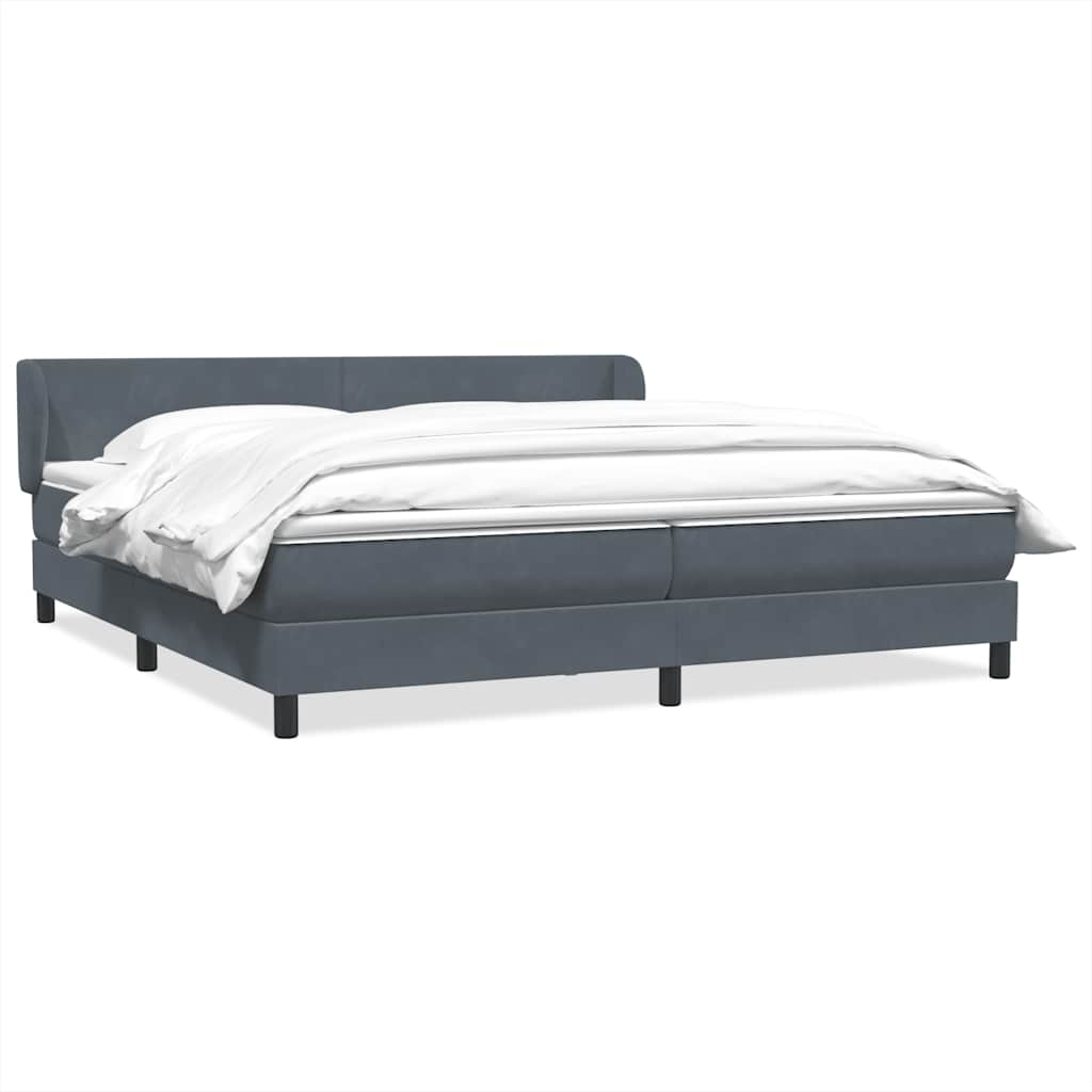 vidaXL Boxspringbett mit Matratzen Dunkelgrau 200x220 cm Samt